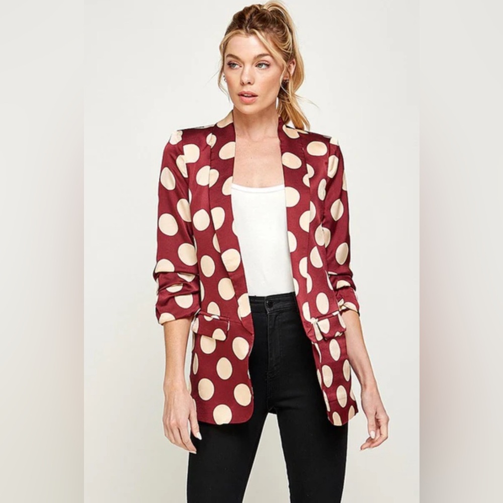 Milk & Honey Outerwear NWOT Wine Polka Dot Blazer